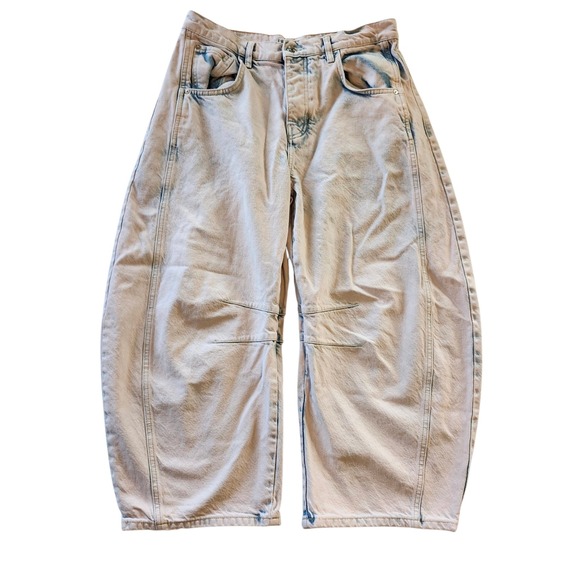 We The Free Denim - We The Free Lucky You Mid Rise Barrel Jeans Pink Blue Acid Wash Women's 29 Short